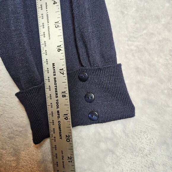 CJ Banks Womens 3x Navy Blue Open Front Cardigan Sweater With Button Cuff Detail - Picture 4 of 8